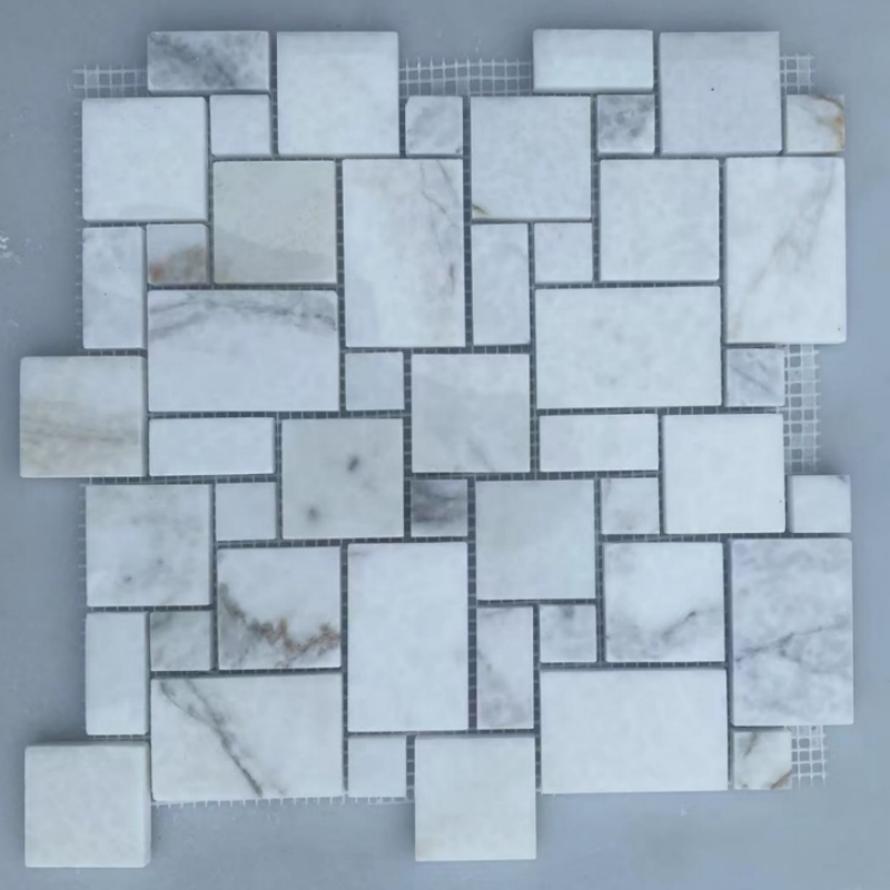 Calacatta Gold Marble Mini Versailles Mosaic Tile