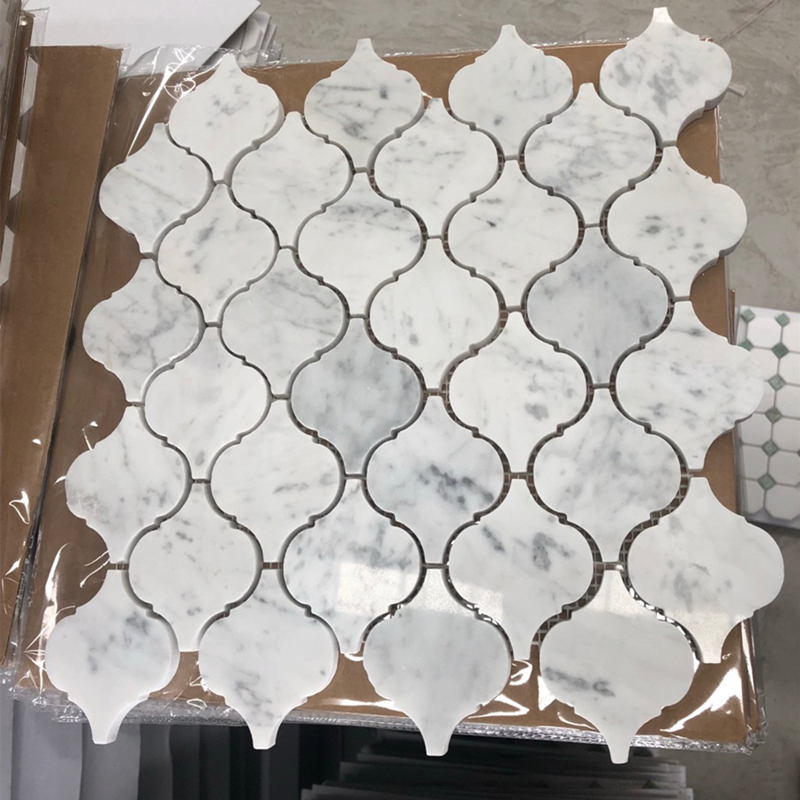 Carrara White Arabesque Marble Lantern Tile