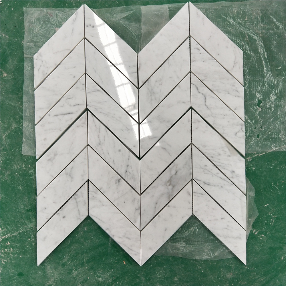 Carrara Chevron Blend Mosaics Tile