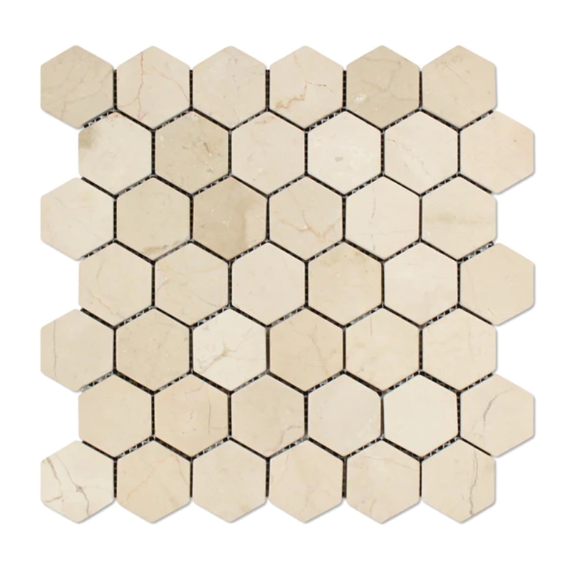Crema Marfil Marble Hexagon Mosaic Tile 3