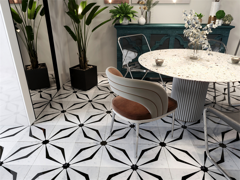What is the difference between carrara waterjet marble mosaic and carrara chevron blend mosaics