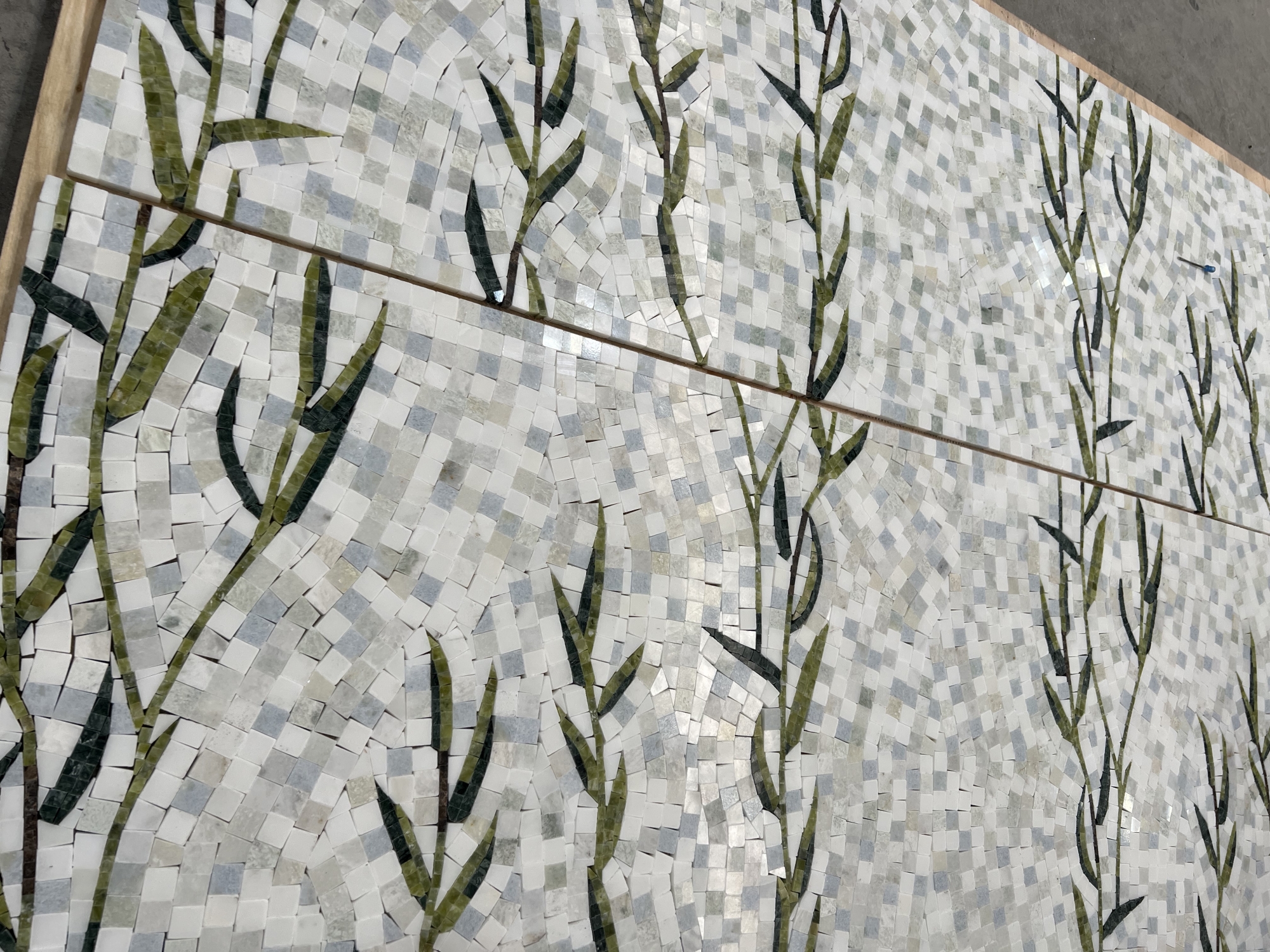 Floral Leaves Pattern Art Mosaic Tile