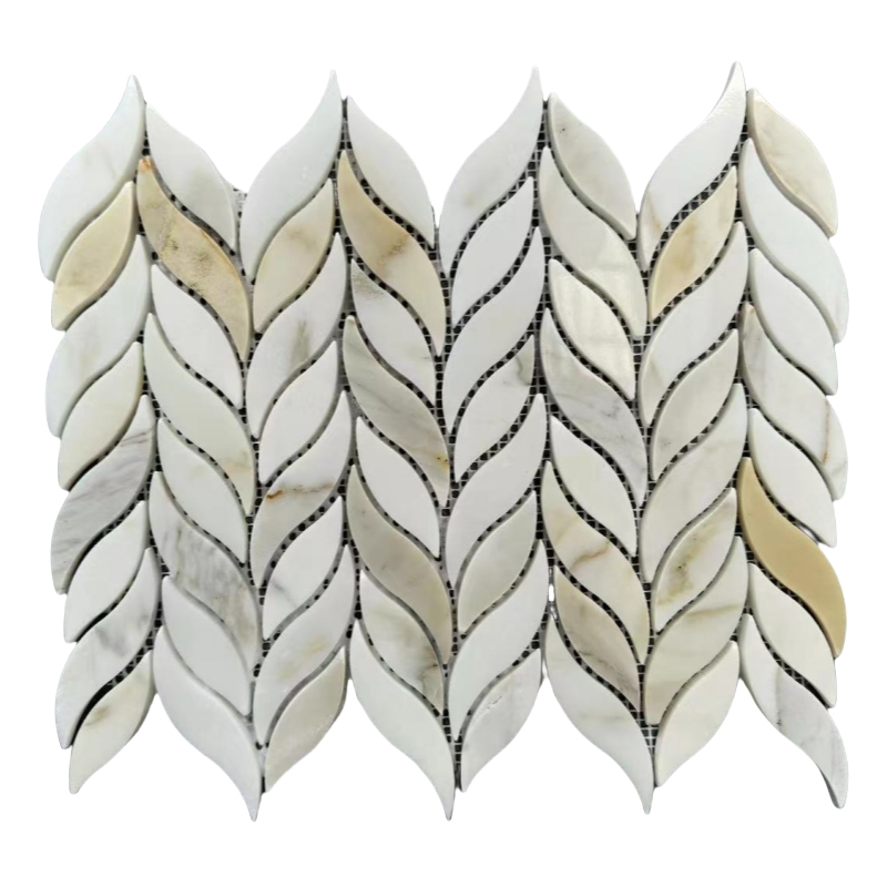 Calacatta Gold Marble Leaf Mosaic Tile 1
