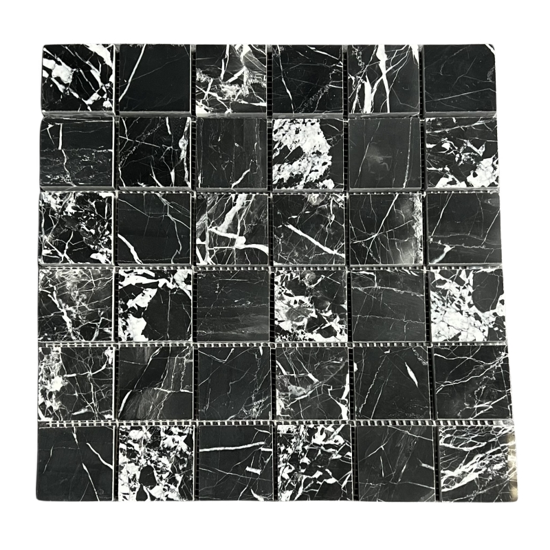 Nero Marquina Marble 2x2 Square Mosaic Tile