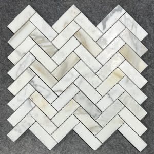 Calacatta Amber Honed Marble Herringbone Mosaic Calacatta Amber Honed Marble Herringbone Mosaic