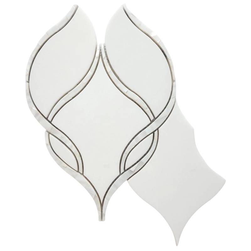 Thasos White Marble with Mother of Pearl Waterjet Mosaic Tile